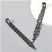 ( Gun black)occidental style super claw chain series Alloy diamond Rhinestone tassel geometry earrings woman arring