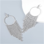 ( Silver)occidental style claw chain series Alloy diamond Rhinestone Round tassel earrings woman fashion style exaggerat