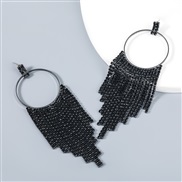 ( Gun black)occidental style claw chain series Alloy diamond Rhinestone Round tassel earrings woman fashion style exagge
