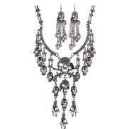( Gun black)exaggerating occidental style creative personality retro punk Alloy skull necklace earrings set
