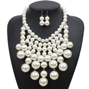 (A)occidental style temperament fashion necklace multilayer Pearl necklace personality all-Purpose tassel Pearl exaggera