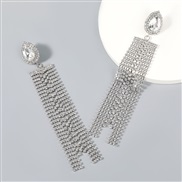 ( Silver)occidental style super claw chain series Alloy diamond glass diamond Rhinestone fully-jewelled tassel earrings 