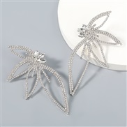 ( Silver)occidental style wind exaggerating claw chain series Alloy diamond Rhinestone fully-jewelled flowers earrings w
