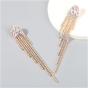 ( Gold)occidental style super claw chain series Alloy diamond Rhinestone fully-jewelled geometry tassel earrings woman w