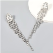 ( Silver)occidental style super claw chain series Alloy diamond Rhinestone fully-jewelled geometry tassel earrings woman