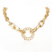 ( Gold)occidental style exaggerating necklace woman  Alloy circle pendant personality creative chain woman