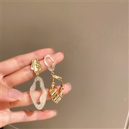 ( Silver needle Gold)silver asymmetry geometry Acrylic earrings Korea samll ear stud personality all-Purpose Earring wom