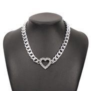 ( White K)occidental style Street Snap Metal chain necklace  diamond hollow love clavicle chain brief personality chain