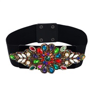 ( Color) occidental style fashion lady width belt  elasticity belt  With diamond brilliant lady ornament