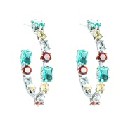 ( Color)Korean style Korean fashion personality gorgeousins Earring color zircon silver circle earrings