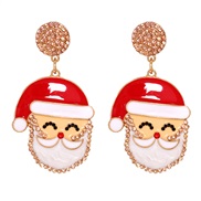 (PK) occidental style  retro christmas enamel Santa Claus Alloy beads ear stud woman