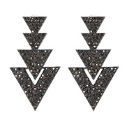 ( black)geometry triangle earring ear stud lady earrings Metal mosaic Rhinestone occidental style personality