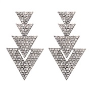 ( white)geometry triangle earring ear stud lady earrings Metal mosaic Rhinestone occidental style personality