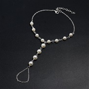 ( Silver) brief Pearl Anklet woman  occidental style fashion personality  temperament all-Purpose Anklet