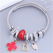 occidental style fashion  Metal all-Purpose four leaf D Word more elements pendant accessories temperament bangle