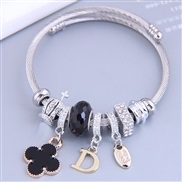 occidental style fashion  Metal all-Purpose four leaf D Word more elements pendant accessories temperament bangle