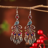 (DC  Mixed color)  long style tassel leaves earring woman  occidental style exaggerating fashion earrings  bride arring