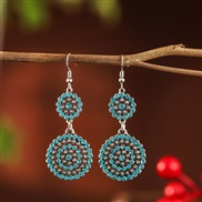 (DC  Lake Blue )  fully-jewelled Double layer big samll Round earring bride earrings  arring woman