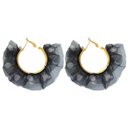 ( black)isn style Chiffon flower earrings woman  sweet woman multilayer circle super