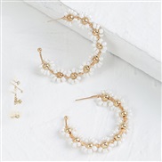 ( white)Bohemia geometry beads flowers earrings occidental style  creative personality weave earring