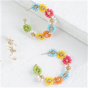 ( Color)Bohemia geometry beads flowers earrings occidental style  creative personality weave earring