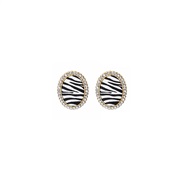 (E )silver fashion Cloth watch-face Stripe black white earrings geometry retro temperament ear stud