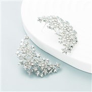( white)occidental styleins wind exaggerating Moon hollow Alloy diamond earrings brief Korean style Earring