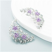 (purple)occidental styleins wind exaggerating Moon hollow Alloy diamond earrings brief Korean style arring