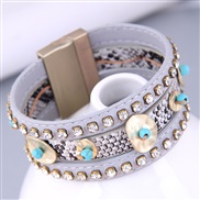 occidental style fashion concise mash up Rhinestone Metal accessories  cortex buckle temperament bracelet