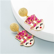 ( red)occidental style fashion personality creative samll Alloy diamond earrings ins wind samll exaggerating Earring