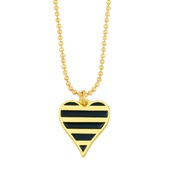 ( black)occidental style brief love enamel heart-shaped necklace clavicle chain woman Stripe love pendantnky