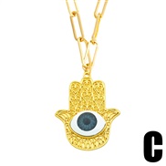 (C gray)bronze gilded eyes pendant creative embed necklace womannky