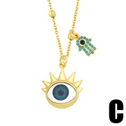(C blue)occidental style  brief all-Purpose pendant woman personality retro eyes necklacenky