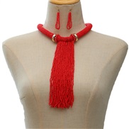 ( red)beads tassel necklace sweater chain exaggerating Africa customs necklace ecklace