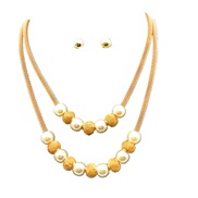 ( Gold)occidental style fashion Double layer Pearl necklace woman style brief establishment Metal sweater chain ear stud