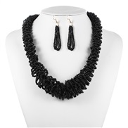 ( black)Africa customs beads weave twisted necklace handmade color retention necklace set