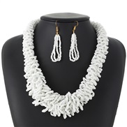 ( white)Africa customs beads weave twisted necklace handmade color retention necklace set