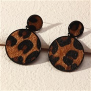 (EZshenka) occidental style Earring  Autumn and Winter fashion velvet leopard earringsins fashion exaggerating geometry 