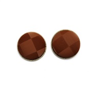 (KCgold )occidental style retro earrings brief personality creative Cloth grid Round earrings