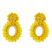 ( yellow)occidental style Bohemia geometry Round drop beads earringsins creative personality weave earringery