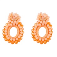 ( orange)occidental style Bohemia geometry Round drop beads earringsins creative personality weave earringery