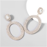( Gold)occidental style brief fashion Alloy diamond glass diamond Round geometry earrings women super Earringearrings