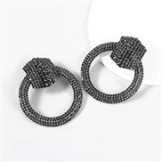 ( black)occidental style retro exaggerating Alloy diamond Rhinestone fully-jewelled Round earrings women fashion arringe
