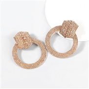 ( Gold)occidental style retro exaggerating Alloy diamond Rhinestone fully-jewelled Round earrings women fashion arringea