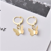 ( Gold)Korean styleins wind ear stud butterfly earrings ar clip high arring woman personality wind earring