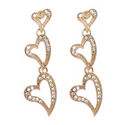( Gold)UR occidental style brief temperament fashion Metal diamond love earrings