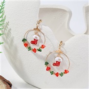 occidental style geometry personality handmade beads crystal christmas earrings ins creative personality day earring