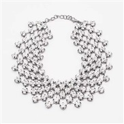 ( Silver)retro exaggerating trend crystal necklace occidental style ins creative personality clavicle