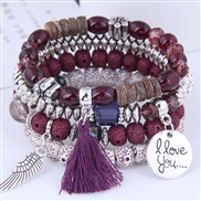 occidental style fashion concise all-Purpose watch-face love wings tassel personality beads temperament multilayer br
