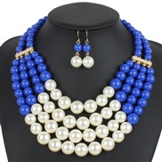 ( blue) multilayer multicolor Pearl necklace  occidental style exaggerating fashion personality creative style women cla